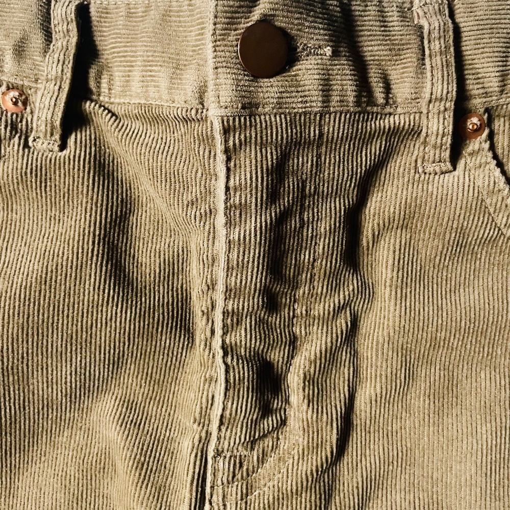 Muji XS Tan Corduroy Midi Pencil Skirt - Picture 3 of 9